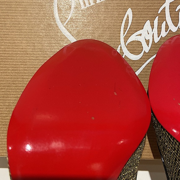 Christian Louboutin 1 EN8 100 Glitter York Gold/Black - Picture 8 of 12